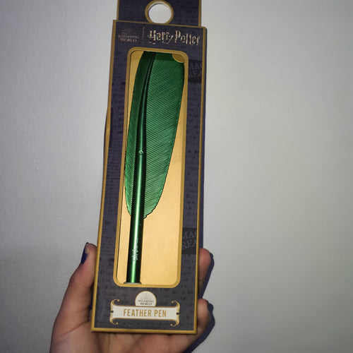 Bolígrafo Forma De Pluma Harry Potter Slytherin Original 0