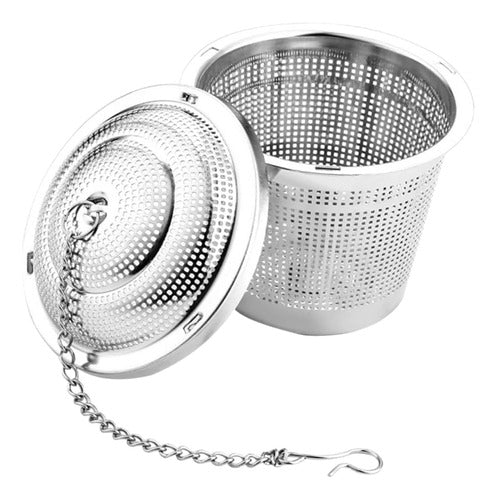 Infusor De Chá E Temperos Tipo Cesto Inox Com Correntinha 0