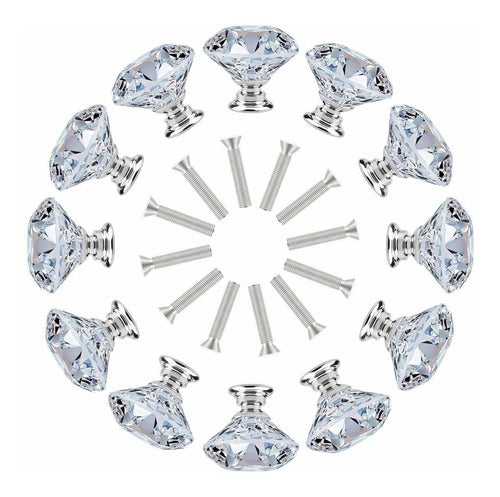 86GLGDDB 12 Crystal Drawer Knobs - Diamond Shape Drawer Handles 0