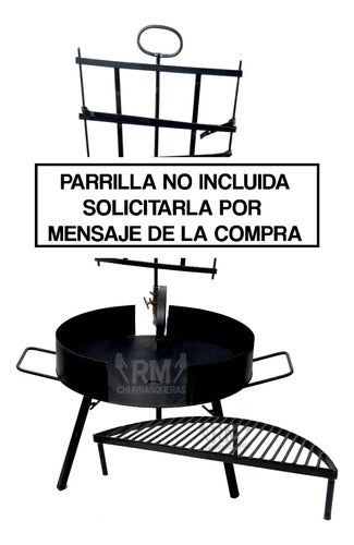 Medium Grill with Original 2-Position Wrought Iron Disc Base 3