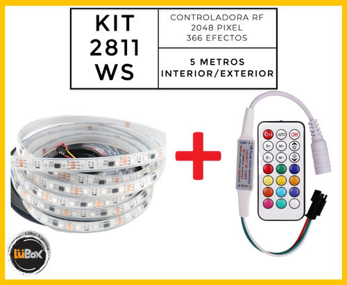 Kit LED Pixel Strip WS2811 5050 12V 5 Meters 60 Led/m RGB IP67 1