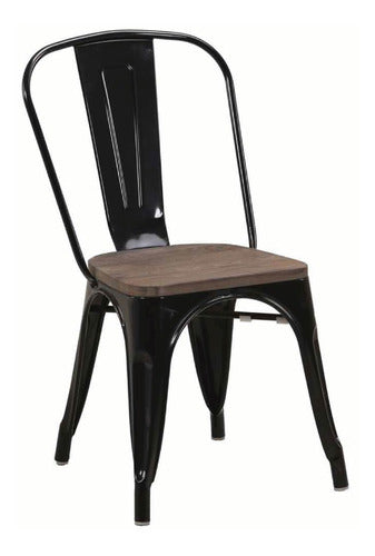 Silla Tolix Metalica Vintage Asiento De Madera Super Oferta 0