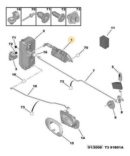 Manija Externa Puerta Trasera Izquierda Peugeot 206 / 207 1