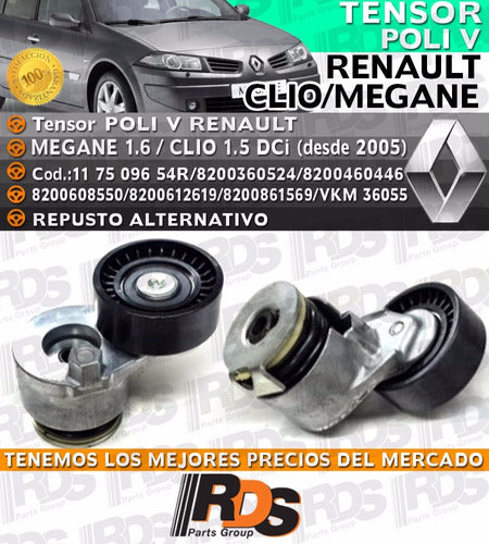 RDS Tensor Poli V Renault Alternativo Megane 1.6 Clio 1.5 Dci 2