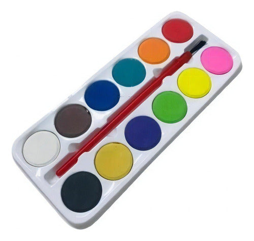 Filgo Acuarelas Escolares X12 Colores Brillantes Pincel 2