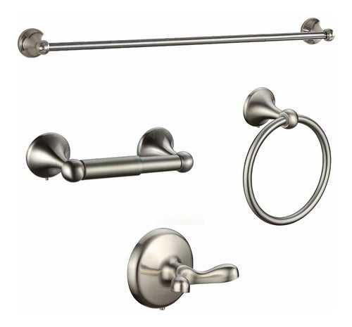 BGL Bathroom Accessory Set, Brushed Nickel Adjustable Expandable Towel Bar 4-Piece Bathroom Hardware Set Wall Mounted 0