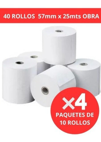 Húsares 40 Rolls Paper 1125 Work 57mm X 25m Register 0