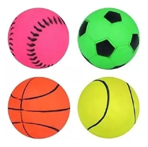 Set of 4 Premium Solid Rubber Bouncing Balls for Pets 0