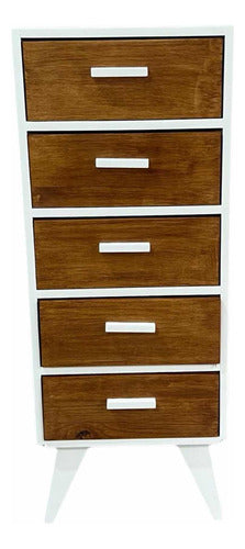 Solid Pine Wood 5-Drawer Chest of Drawers Chifforobe 40 cm 0