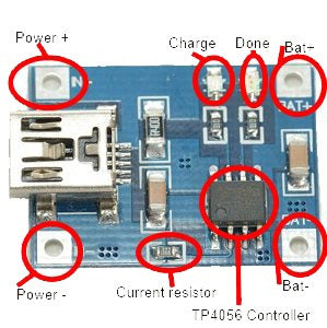 TP4056 5 Units Mini USB Lithium Battery Charger Module 18650 3