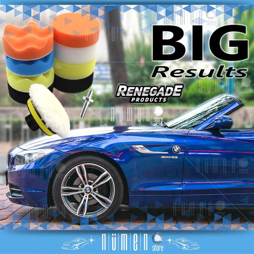 Renegade Products Car Polishing Kit 7.5cm (3 Inches) - Backing Plate + 8 Polishing Pads Set 8