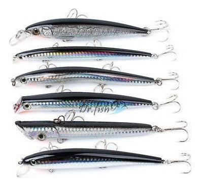 Dr.fish 6 Señuelos De Agua Salada, Lote 5 Minnow Plug Popper 3