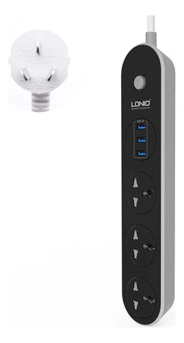 Ldnio Power Socket SC3301 - 3 Sockets 3 USB Ports - Black 0