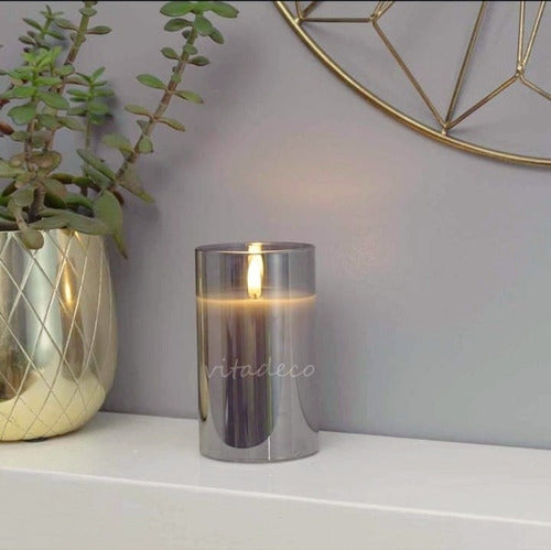 LED Flickering Candle with Glass Stand 5