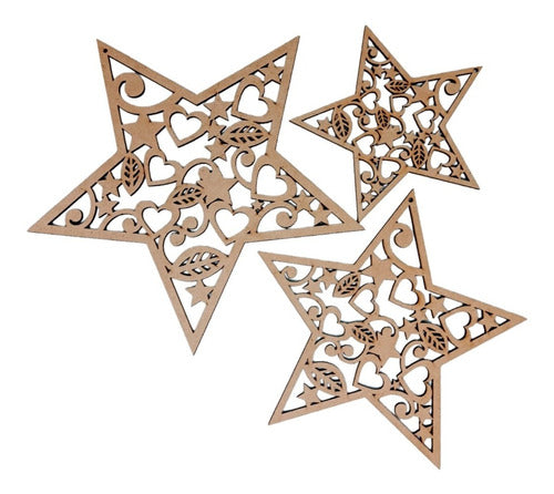 Alquimia Stamp Adornos Navidad Estrellas Pack 3 Un Fibrofácil 15-20-25cm 1