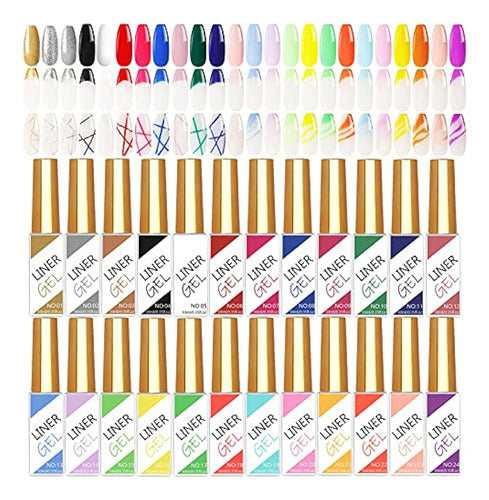 Coosa Beauty 24 Colors Classic Neon Painting Gel Nail Polish Set, Drawing 0