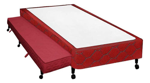 Cama Box Base C/auxiliar Solteiro Poli Vinho (78x27)castor 0