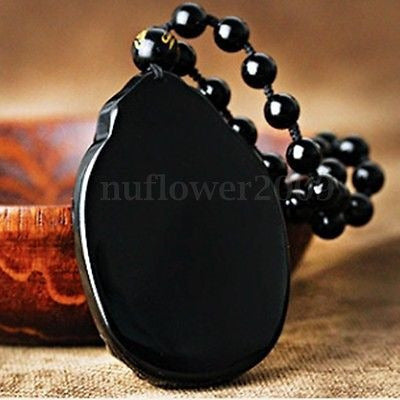 Natural Obsidiana Negro Guanyin Buda Lucky Lucky Colgantes P 4