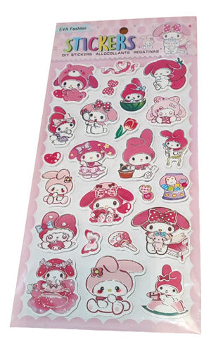 MIC Glitter Kuromi My Melody Cushioned Stickers - Sanrio 5