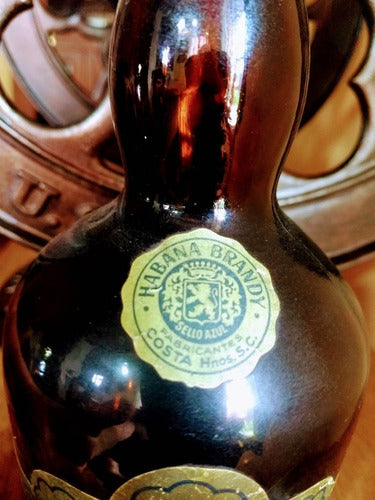 Botella Antigua Habana Brandy Vacia Etiquetas Originales 4