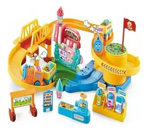Toy Train Track Playset with Assorted Stations for Kids 0