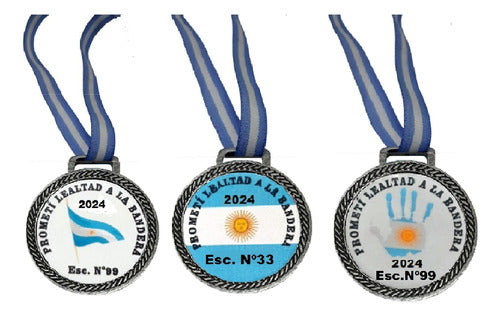 15 Medallas Egresados C/cinta C/nombre De Esc Impreso Detras 7