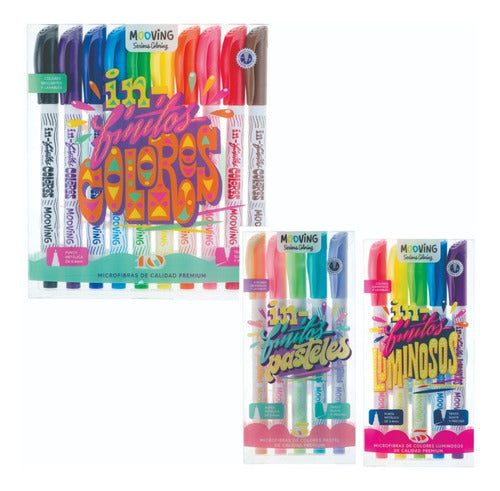 Kit Set 20 Mooving Microfiber Markers Classic Neon Pastel Colors 0