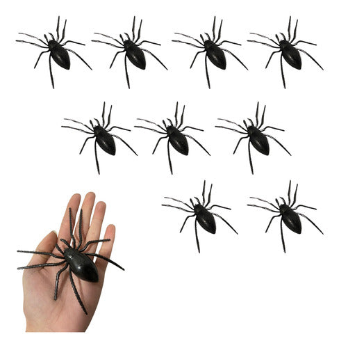 Araña Plastica Pack X 10 Decoracion Halloween Kit Arañas 0