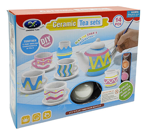 Juego Set Té De Cerámica Para Pintar Con Materiales 1