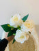Set of 3 Premium Artificial White Roses with Green Leaves 4