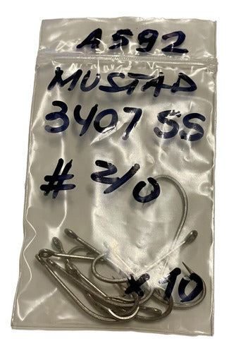 Anzuelos Mustad 3407 Ss #2/0 X 10u Atado Moscas Pesca 1