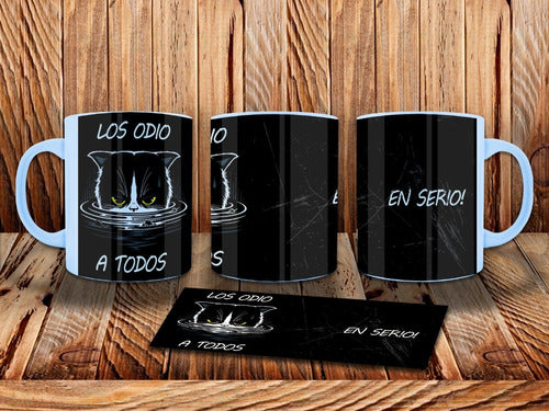 La Cueva Taza Los Odio A Todos Gato Humor De Cerámica 0