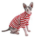 Sphynx Gato Sin Pelo Rayas Rojas Camisetas De Algodon De Ve 0