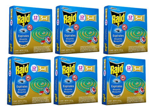 Raid Pack X 6 Espiral Doble Accion 12u Repelente Mosquitos 1