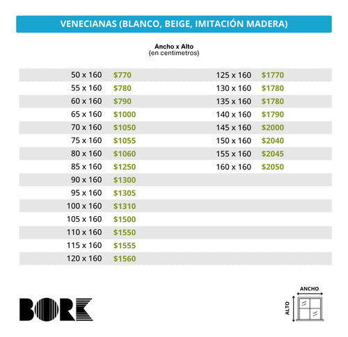 Bork Venetian Blinds - PVC - 80 X 160 - Various Models 2