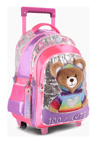 School Backpack with LED Light and Extendable Cart 18" 26