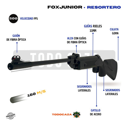 FOX Junior Spring Air Rifle with White Pellets and Sights 2