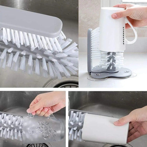Double Brush Glass and Cup Washing Brush with Suction Cups Innovation 4