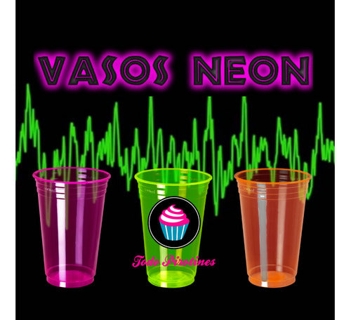 250 Plastic Neon Cups Glow in the Dark with Black Light for Birthdays 2