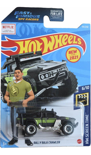 Coche Rally Hot Wheels, Pantalla De 14cm, Negro Y Verde 0