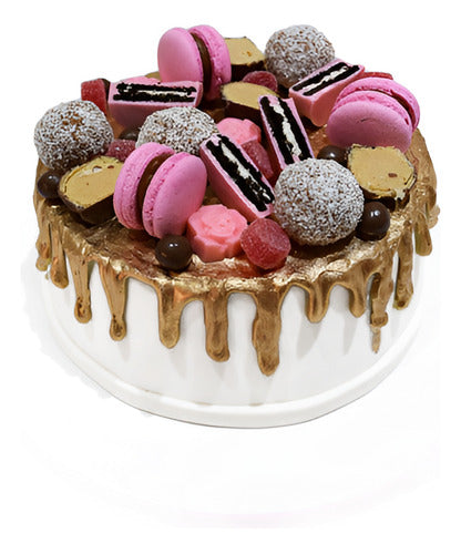 SS GOURMET Torta Drip Cake Dorado Macarons Oreos Bon O Bon Gomita Choco 0