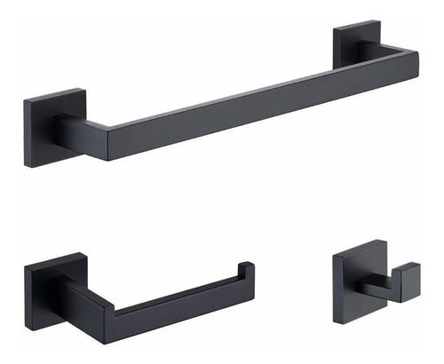 Tastos Matte Black 3-Piece Bathroom Hardware Set 0