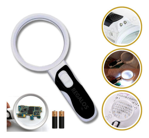Handheld Magnifying Glass with 2-in-1 LED Flashlight Battery-operated 5x Magnification 1