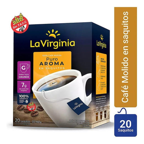 Cafe La Virginia Puro Aroma 7gr Caja 20 Sobres 0