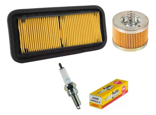 HADA Air Filter Kit + Oil Filter Yamaha FZ FI + NGK Spark Plug 0