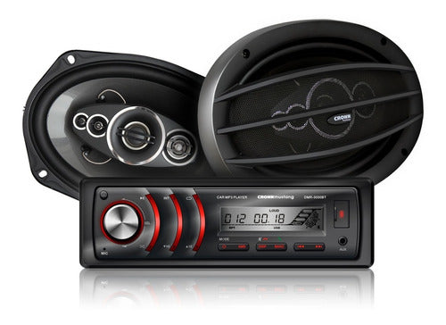 Combo Kit Estereo Auto Bluetooth Usb + Parlantes 80w Rms 6x9 0