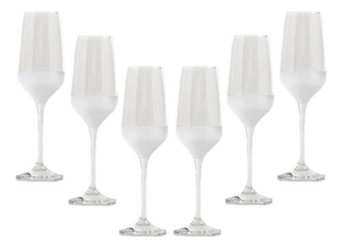 Set of 6 Mersin Frosted Base Champagne Glasses - 195ml 0