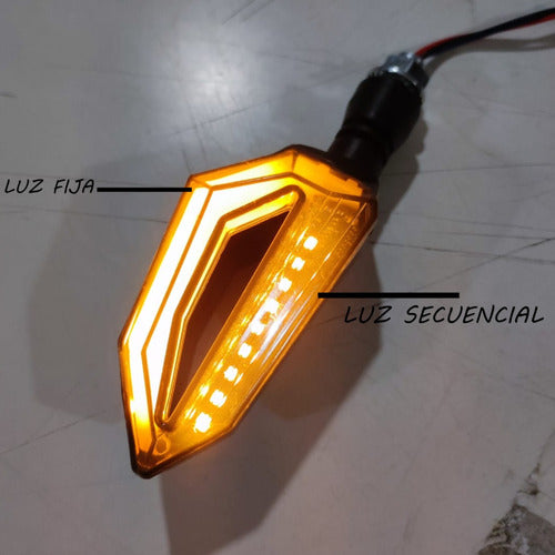 Lux Led Juego Giros Led Ambar Secuencial Doble Cara Guiño Moto 5w 1