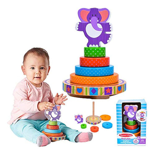 Melissa & Doug First Play Wooden Rocking Stacker Elephant 0