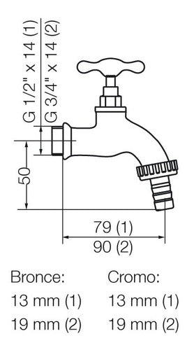 Canilla Para Manguera Fv Volante T Fijo  13mm 0436-13 Premiu 1